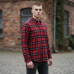 American Heritage Dawson & Brooks Size Small Plaid Red Black Flannel